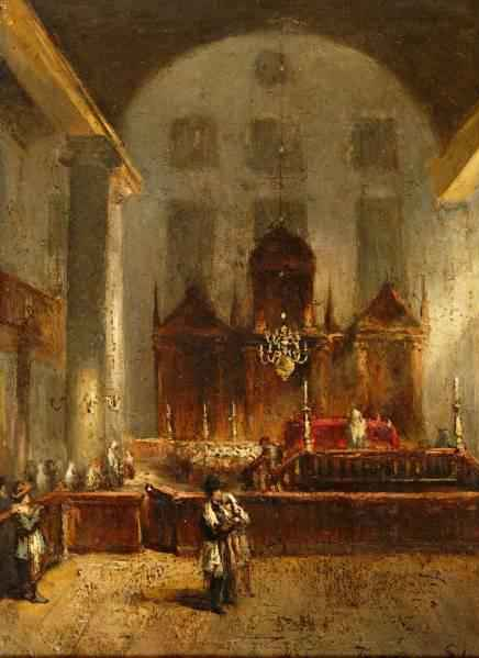 Esnoga Interieur-Van-De-Portugese-Synagoge-In-Amsterdam Jean-Baptist Tetar Van Elven