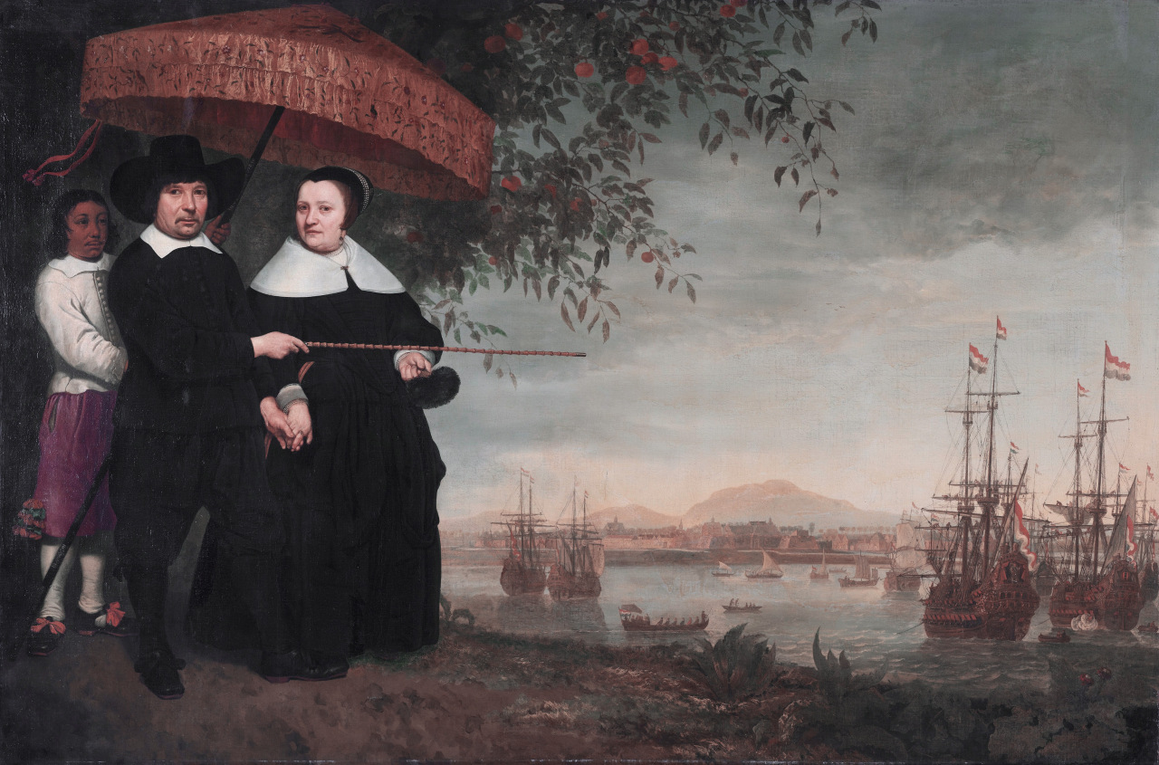 Jacob Mathieusen, and his wife, in the background the fleet in t